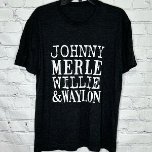 Johnny, Merle, Willie and Waylon graphic short sleeve T-shirt